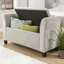 Ventnor Modern Fabric Ottoman Seat In Silver With Diamante