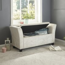 Ventnor Fabric Ottoman Seat In Oyster Crushed Velvet