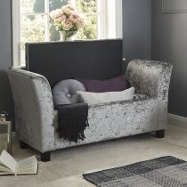 Ventnor Fabric Ottoman Seat In Grey Crushed Velvet