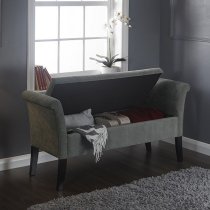 Bridport Ottoman Seat In Grey Chenille Fabric With Dark Legs