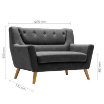 Lambda Fabric 2 Seater Sofa With Wooden Legs In Grey