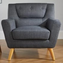 Lambda Fabric Armchair With Wooden Legs In Grey