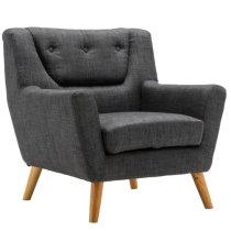 Lambda Fabric Armchair With Wooden Legs In Grey