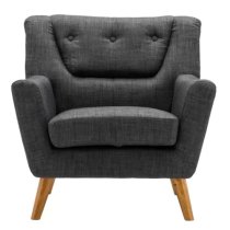 Lambda Fabric Armchair With Wooden Legs In Grey