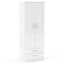 Lynn High Gloss Wardrobe With 2 Doors And 2 Drawers In White