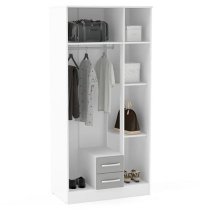 Lynn Mirrored Wardrobe With 3 Door In Grey And White High Gloss