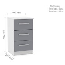 Lynn High Gloss Bedside Cabinet In Grey And White