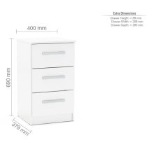 Lynn High Gloss Bedside Cabinet In White