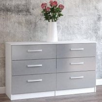 Lynn High Gloss Chest Of 6 Drawers In Grey And White