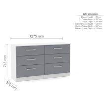 Lynn High Gloss Chest Of 6 Drawers In Grey And White