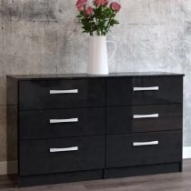 Lynn High Gloss Chest Of 6 Drawers In Black