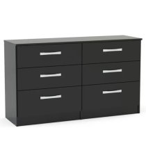 Lynn High Gloss Chest Of 6 Drawers In Black