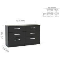 Lynn High Gloss Chest Of 6 Drawers In Black