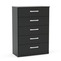 Lynn High Gloss Chest Of 5 Drawers In Black