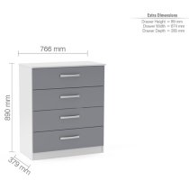 Lynn High Gloss Chest Of 4 Drawers In Grey And White