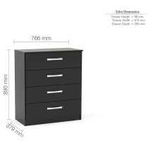 Lynn High Gloss Chest Of 4 Drawers In Black