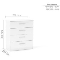 Lynn High Gloss Chest Of 4 Drawers In White