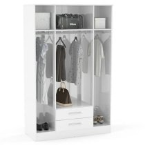 Lynn Mirrored Wardrobe With 4 Door In Grey And White High Gloss