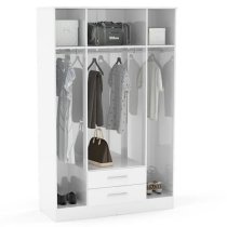 Lynn Mirrored Wardrobe With 4 Door In White High Gloss