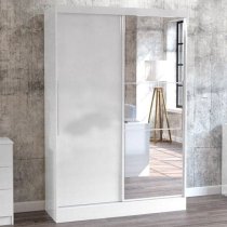 Lynn Mirrored Sliding Wardrobe In White High Gloss