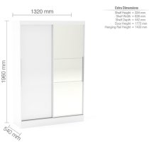 Lynn Mirrored Sliding Wardrobe In White High Gloss