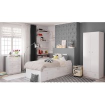 Valerie Single Bed In White With 2 Doors And 4 Drawers