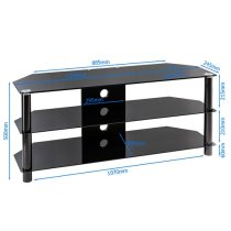 Estero Large Glass TV Stand With Metal Frame In Black