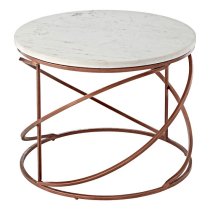 Maren Round White Marble Top Coffee Table With Copper Base