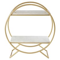 Maren White Marble Shelves Drinks Trolley With Gold Frame