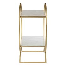 Maren White Marble Shelves Drinks Trolley With Gold Frame