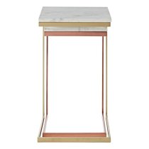 Maren Square White Marble Top Nest Of 2 Tables With Iron Frame