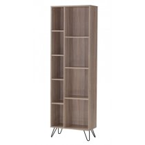 Sarva Wooden Bookcase Narrow With Black Metal Legs In Oak