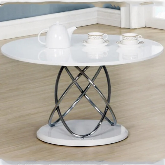 Einav High Gloss Coffee Table Round In White