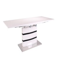 Layne High Gloss Extendable Dining Table In White And Black