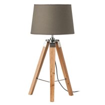 Obito Grey Fabric Shade Table Lamp With EU Plug And Tripod Base