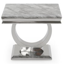 Kelsey Marble Lamp Table With Stainless Steel Base In Grey