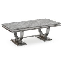 Kelsey Marble Coffee Table With Stainless Steel Base In Grey