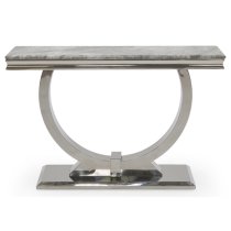 Kelsey Marble Console Table With Stainless Steel Base In Grey