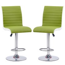 Ritz Green And White Faux Leather Bar Stools In Pair