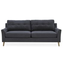 Olton Fabric 3 Seater Sofa With Wooden Legs In Charcoal