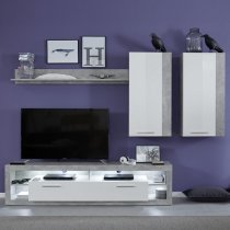 Monza Living Room Set 3 In Grey Gloss White Fronts With LED