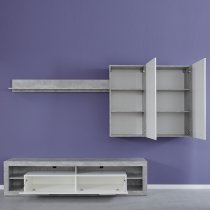 Monza Living Room Set 3 In Grey Gloss White Fronts With LED