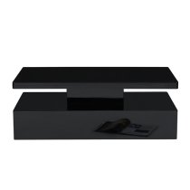 Quinton Glass Top High Gloss Coffee Table In Black With LED