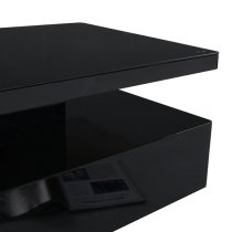 Quinton Glass Top High Gloss Coffee Table In Black With LED