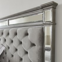 Opel Mirrored Wooden King Size Bed In Silver And Grey