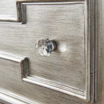 Opel Mirrored Wooden Bedside Cabinet With 3 Drawers In Grey