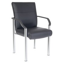 Gilroy Leather Home And Office Chair With Chrome Legs In Black