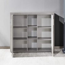 Cetrix Highboard In Cement Grey And White Fronts With LED