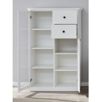 Median Wooden Small Display Cabinet In White With LED Lighting