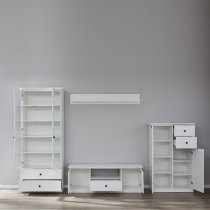 Median Display Cabinet In White With 2 Doors And LED